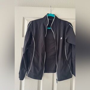Champion Women's Track Black Jacket in Black.